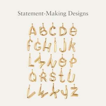 JENNY BIRD Letter A Monogram Initial Pendant Necklace | High Polish Gold, Lobster Clasp | Sleek, Chunky Designer Jewelry for Women