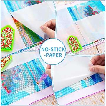 150 Sheets Diamond Painting Release Paper Double-Sided Release Paper Non-Stick Diamond Painting Cover Paper with 2 Pieces Diamond Painting Fix Tools for Diamond Embroidery Accessories, 5.9 x 3.9 Inch