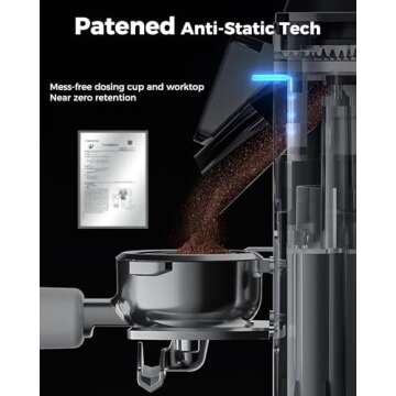 Tuni G1 Conical Burr Coffee Grinder, 48 Grind Settings Anti-static Burr Mill, Precision Electronic Timer and LED Touchscreen for Espresso/Drip/Cold Brew/French Press, Stainless Steel, Silver