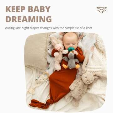 Wallaby Kids Extra Tall Knotted Baby Gown, Super Soft Viscose from Bamboo Newborn Sleeper for Baby Girl and Boy (Clay, 0-3 Months)