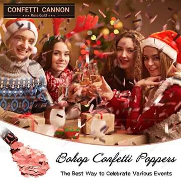 Confetti Cannons Party Poppers Confetti Shooters BOHOPOP Confetti Popper Air Powered for Birthday (12 inch, Rose gold, 5)