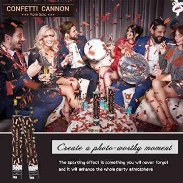 Confetti Cannons Party Poppers Confetti Shooters BOHOPOP Confetti Popper Air Powered for Birthday (12 inch, Rose gold, 5)