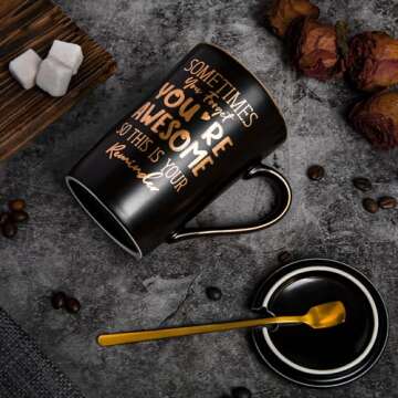 Inspirational Black Ceramic Mug Gift for Men - 14oz