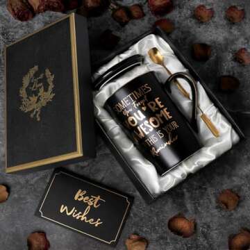 Inspirational Black Ceramic Mug Gift for Men - 14oz