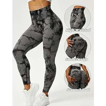 VOYJOY Seamless Leggings for Women High Waist Yoga Pants Scrunch Butt Lifting Elastic Tights Black G...