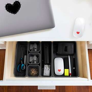 Junk Desk Drawer Organizer Trays - Set of 8 Modular Interlocking Drawer Dividers for Organizing and Storage