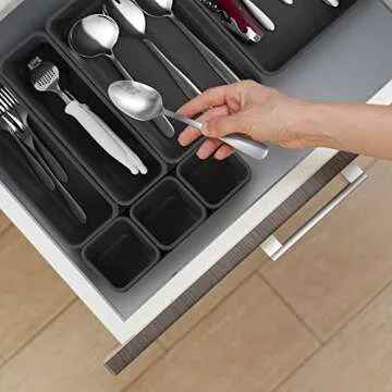 Junk Desk Drawer Organizer Trays - Set of 8 Modular Interlocking Drawer Dividers for Organizing and Storage