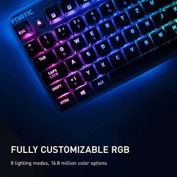 Fnatic miniSTREAK - LED Backlit RGB Mechanical Gaming Keyboard - Cherry MX Silent Red Switches - Small Compact Portable Tenkeyless Layout - Ergonomic Wrist Rest - Pro Esports Gaming Keyboard