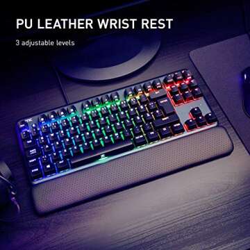 Fnatic miniSTREAK - LED Backlit RGB Mechanical Gaming Keyboard - Cherry MX Silent Red Switches - Small Compact Portable Tenkeyless Layout - Ergonomic Wrist Rest - Pro Esports Gaming Keyboard