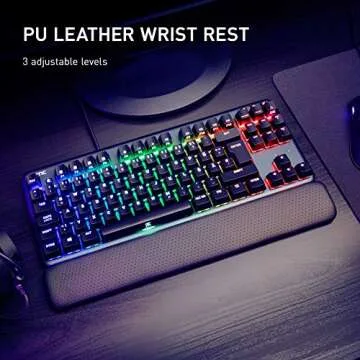 Fnatic miniSTREAK - LED Backlit RGB Mechanical Gaming Keyboard - Cherry MX Silent Red Switches - Small Compact Portable Tenkeyless Layout - Ergonomic Wrist Rest - Pro Esports Gaming Keyboard