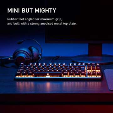 Fnatic miniSTREAK - LED Backlit RGB Mechanical Gaming Keyboard - Cherry MX Silent Red Switches - Small Compact Portable Tenkeyless Layout - Ergonomic Wrist Rest - Pro Esports Gaming Keyboard