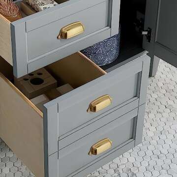 CABDM 6 Pack 2-1/2 inch & 3 inch (64mm & 76 mm) Champagne Bronze Cabinet Cup Pulls Drawer Pulls Kitchen Hardware Cabinet Handles Drawer Handles Knobs Cup Pull.