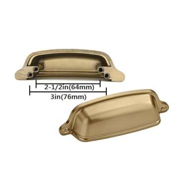 CABDM 6 Pack 2-1/2 inch & 3 inch (64mm & 76 mm) Champagne Bronze Cabinet Cup Pulls Drawer Pulls Kitchen Hardware Cabinet Handles Drawer Handles Knobs Cup Pull.