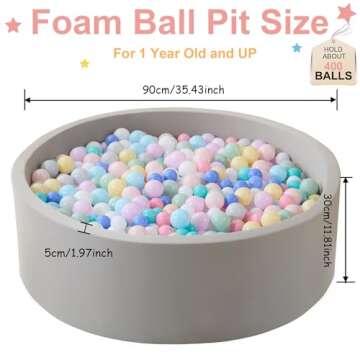 Zedachica Ball Pit for Toddlers 35.43''x11.81 Baby Ball Pit Soft Memory Foam Ball Pit Round Kids Bal...