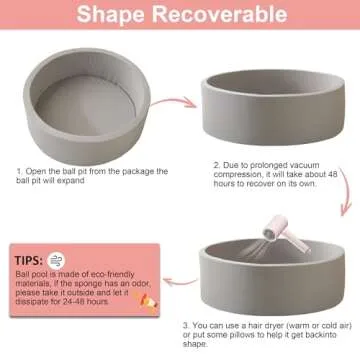 Zedachica Ball Pit for Toddlers 35.43''x11.81 Baby Ball Pit Soft Memory Foam Ball Pit Round Kids Ball Pit Indoor and Outdoor Game Kids Play Ball Pool Ideal Gift for Girls and Boys (Grey, NO Balls)