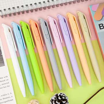 Drawdart Ballpoint Pens, 9 Pcs Smooth Writing Pens No Bleed & Smear, Black Ink Cute Pens Medium Poin...