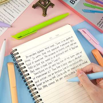 Drawdart Ballpoint Pens, 9 Pcs Smooth Writing Pens No Bleed & Smear, Black Ink Cute Pens Medium Point (1.0mm), Retractable Aesthetic Journaling Pen School Office Supplies for Women & Men