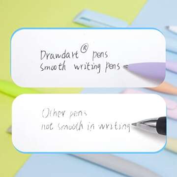Drawdart Ballpoint Pens, 9 Pcs Smooth Writing Pens No Bleed & Smear, Black Ink Cute Pens Medium Point (1.0mm), Retractable Aesthetic Journaling Pen School Office Supplies for Women & Men