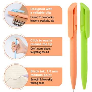 Drawdart Ballpoint Pens, 9 Pcs Smooth Writing Pens No Bleed & Smear, Black Ink Cute Pens Medium Point (1.0mm), Retractable Aesthetic Journaling Pen School Office Supplies for Women & Men