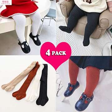 CECORC Baby Tights – Thick Toddlers Girl Leggings– Cable Knit Cotton Stockings, 6-12 months, maroon baby tights,(0-1 years, 4pack (black+white+redbrown+beige))