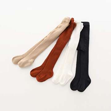 CECORC Baby Tights – Thick Toddlers Girl Leggings– Cable Knit Cotton Stockings, 6-12 months, maroon baby tights,(0-1 years, 4pack (black+white+redbrown+beige))