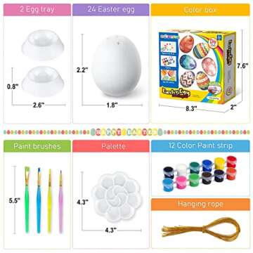 SpringFlower White Easter Eggs Painting Kit-24 Paintable Flocking Eggs with Doodle Kit for DIY Desig...
