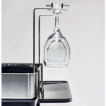 CELESTIAL KITCHEN Dish Drying Rack – Large Capacity Stainless Steel Dish Drainers for Kitchen Counter with Wine Glass Holder, Cutlery Holder – Heavy Duty Drain Board – Easy to Clean and Elegant