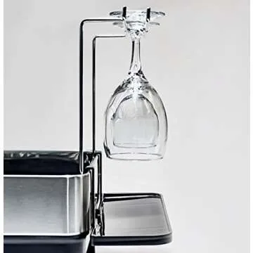 CELESTIAL KITCHEN Dish Drying Rack – Large Capacity Stainless Steel Dish Drainers for Kitchen Counter with Wine Glass Holder, Cutlery Holder – Heavy Duty Drain Board – Easy to Clean and Elegant