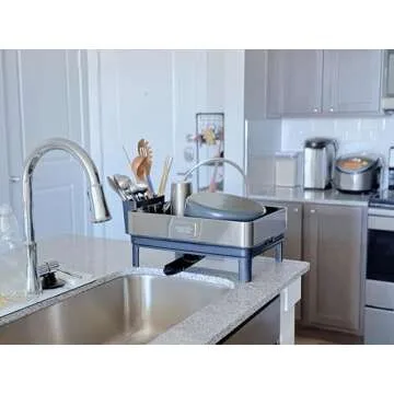 CELESTIAL KITCHEN Dish Drying Rack – Large Capacity Stainless Steel Dish Drainers for Kitchen Counter with Wine Glass Holder, Cutlery Holder – Heavy Duty Drain Board – Easy to Clean and Elegant