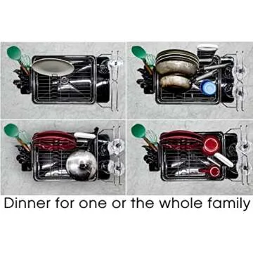 CELESTIAL KITCHEN Dish Drying Rack – Large Capacity Stainless Steel Dish Drainers for Kitchen Counter with Wine Glass Holder, Cutlery Holder – Heavy Duty Drain Board – Easy to Clean and Elegant