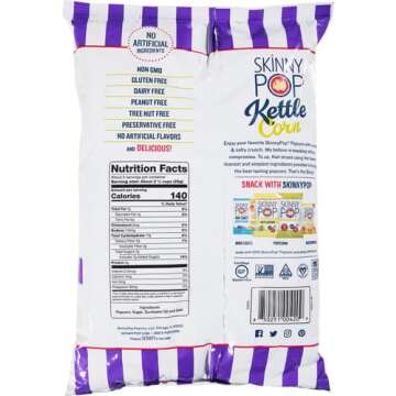 SkinnyPop Sweet & Salty Kettle Popcorn, Gluten Free, Non-GMO, Healthy Popcorn Snacks, Skinny Pop, 5.3 Oz Grocery Size Bags (Pack of 12)