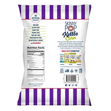 SkinnyPop Sweet & Salty Kettle Popcorn, Gluten Free, Non-GMO, Healthy Popcorn Snacks, Skinny Pop, 5.3 Oz Grocery Size Bags (Pack of 12)