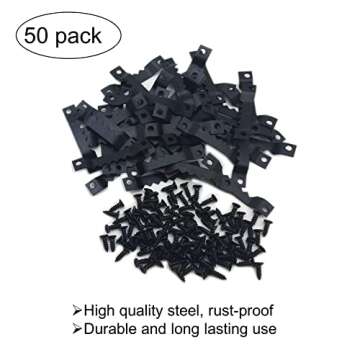 EesTeck 50 Pack Small Sawtooth Picture Hangers Steel Picture Hanging Picture Frames Hangers with Screws Picture Hang Solutions, for Hanging Clock Paintings Artwork Picture Frame Hook Photos (Black)