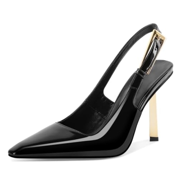 Elegant Eldof Black Slingback Heels - Chic 4-Inch Stiletto Pumps for Modern Women