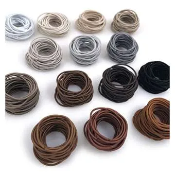Heliums Thin Hair Elastics - Beige Blonde - 2mm Hair Ties for Thin Hair, 1.75 Inch, Medium Hold No Damage Ponytail Holders - 40 Count