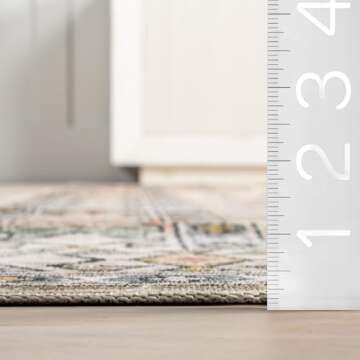 nuLOOM 2' x 3' SpinClean Machine Washable Stain-Resistant Area Rug with Non Slip Backing, Low Profil...