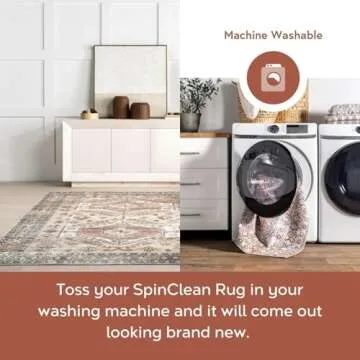 nuLOOM 2' x 3' SpinClean Machine Washable Stain-Resistant Area Rug with Non Slip Backing, Low Profile for Living Room, Bedroom, and Dining Room, Mae Peach