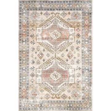 nuLOOM 2' x 3' SpinClean Machine Washable Stain-Resistant Area Rug with Non Slip Backing, Low Profile for Living Room, Bedroom, and Dining Room, Mae Peach