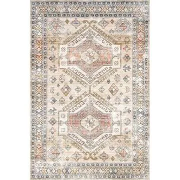 nuLOOM 2' x 3' SpinClean Machine Washable Stain-Resistant Area Rug with Non Slip Backing, Low Profile for Living Room, Bedroom, and Dining Room, Mae Peach