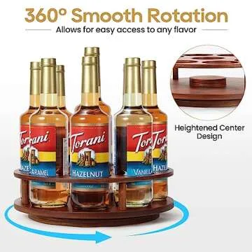 Large Rotating Coffee Syrup Organizer for 9 Bottles