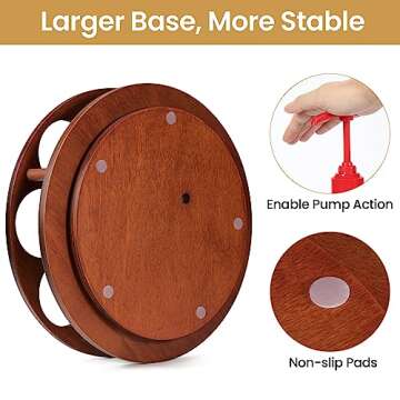 THYGIFTREE Large Rotating Coffee Syrup Organizer 9 Bottles Coffee Syrup Rack for Countertop Wood Syrup Bottle Holder Stand for Coffee Bar Station, Turntable Wine Display Tray, Brown