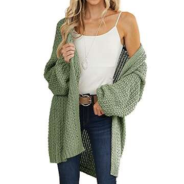 Stylish Maroway Women's Open Front Chunky Knit Cardigan