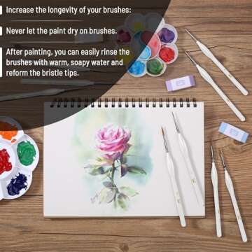Mr. Pen- Detail Paint Brushes Set, 9 pcs, White, Miniature Paint Brushes, Thin Paint Brushes, Model Paint Brushes, Fine Tip Paint Brush, Face Paint Brushes Set, Mini Paint Brushes, Fine Paint Brush