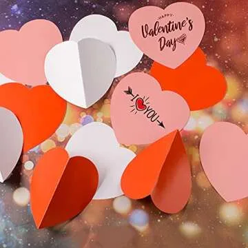 48 Pcs Large Heart Shape Paper Cut-Outs Double Sided Craft Heart Décor for Kids’ Love and Peace School Craft Projects, Valentine’s Day Craft(Red,Pink,White)