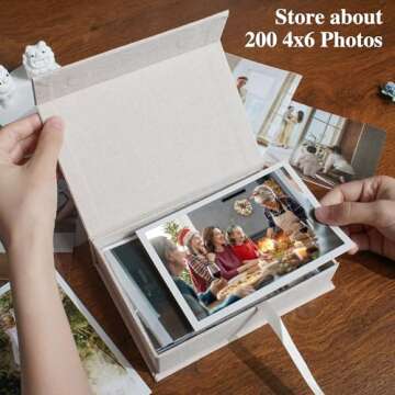 Hiwhy Photo Storage Box 4x6, Linen Photo Box, Memory Box Perfect to Store Your Photo, Pictures, Cert...