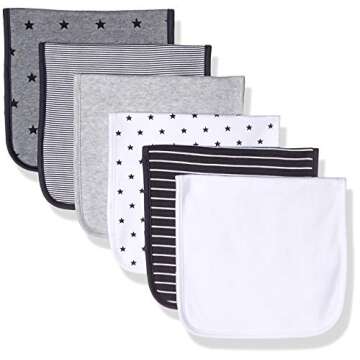 Amazon Essentials Unisex Kids' Burp Cloths Pack of 6 in Stylish Prints