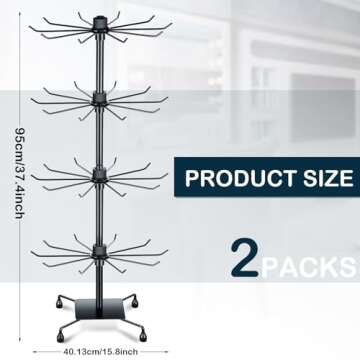 BBTO 2 Pcs Rotating Display Stand Jewelry Display Rack with Hooks Metal Earrings Display Stands for ...
