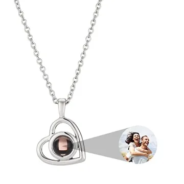 ZLHZW Picture Necklace Personalized for Women - Custom Photo Love Heart Projection Pendant - Customi...