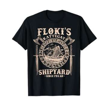 Flokis Shipyard Kattegat Viking Ship and Sword T-Shirt Gift T-Shirt