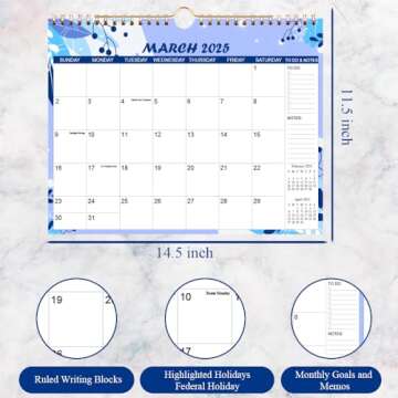 2025-2026 Calendar - Wall Calendar from Mar 2025 to Oct 2026, 20 Monthly Calendar with Seasonal Designs for Planning and Organizing for Home or Office, 11.5 x 14.5 In Calendar 2025-2026